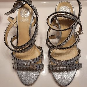 Silver wrap strap sandal